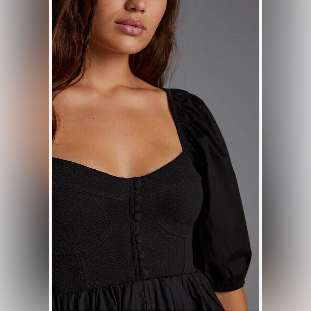 Maeve Red Puff Sleeve Mini Dress - Picture 3 of 12